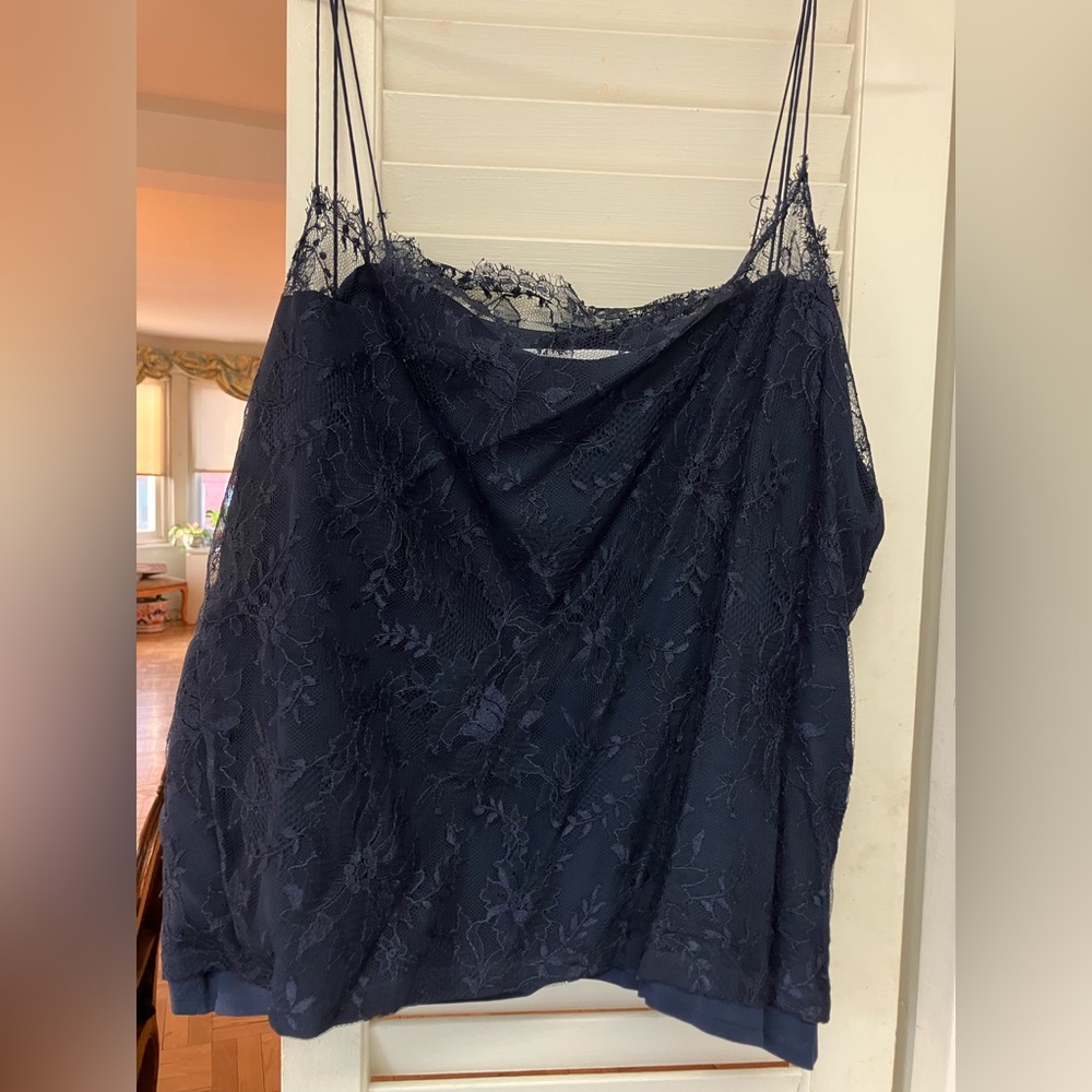 MARY ANN RESTIVO Midnight Blue Lace Camisole